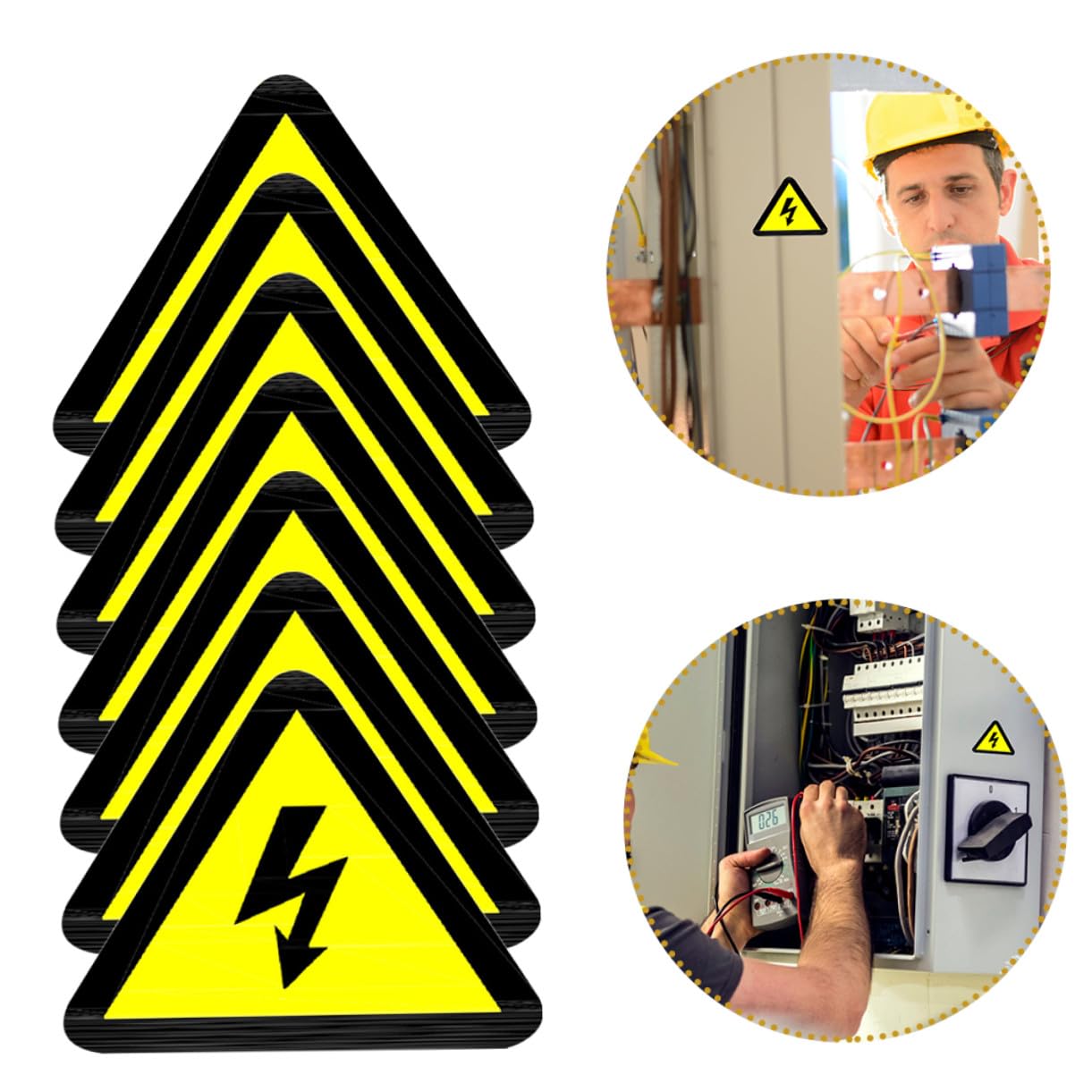 Autocollants D'avertissement Électrique Lot de 15 de Triangle Adhésifs Jaunes Signal de Danger sans Texte pour Panneaux Électriques et Équipements pour Usines