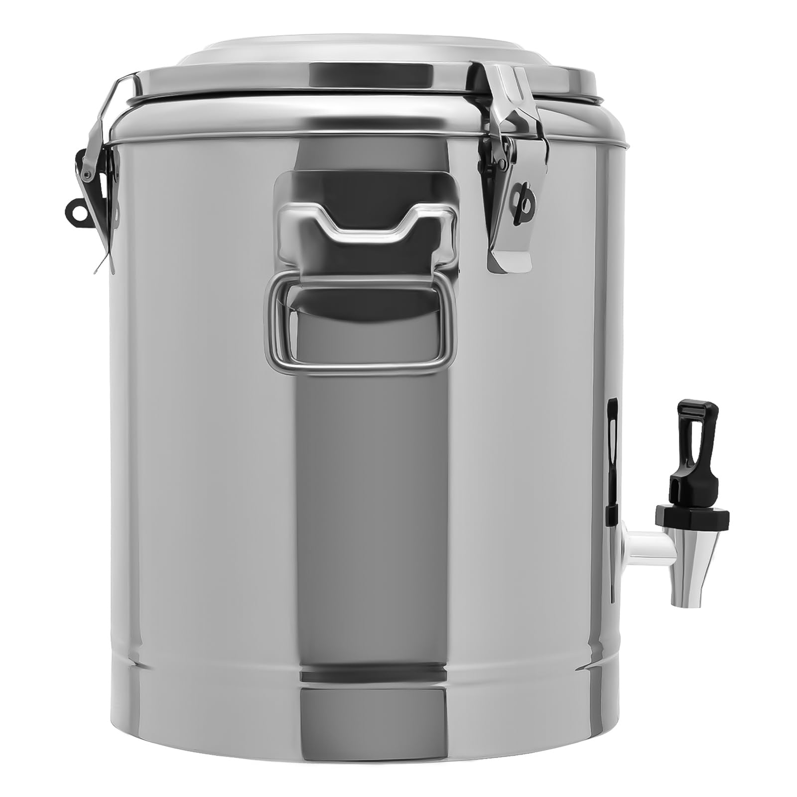 Große Isolierter Warmer Suppentopf Mit Zapfhahn, 201 Edelstahl 14L Frühstücks Suppentopf für den gewerblichen Thermobehälter mit Gummiring und Spannverschluss