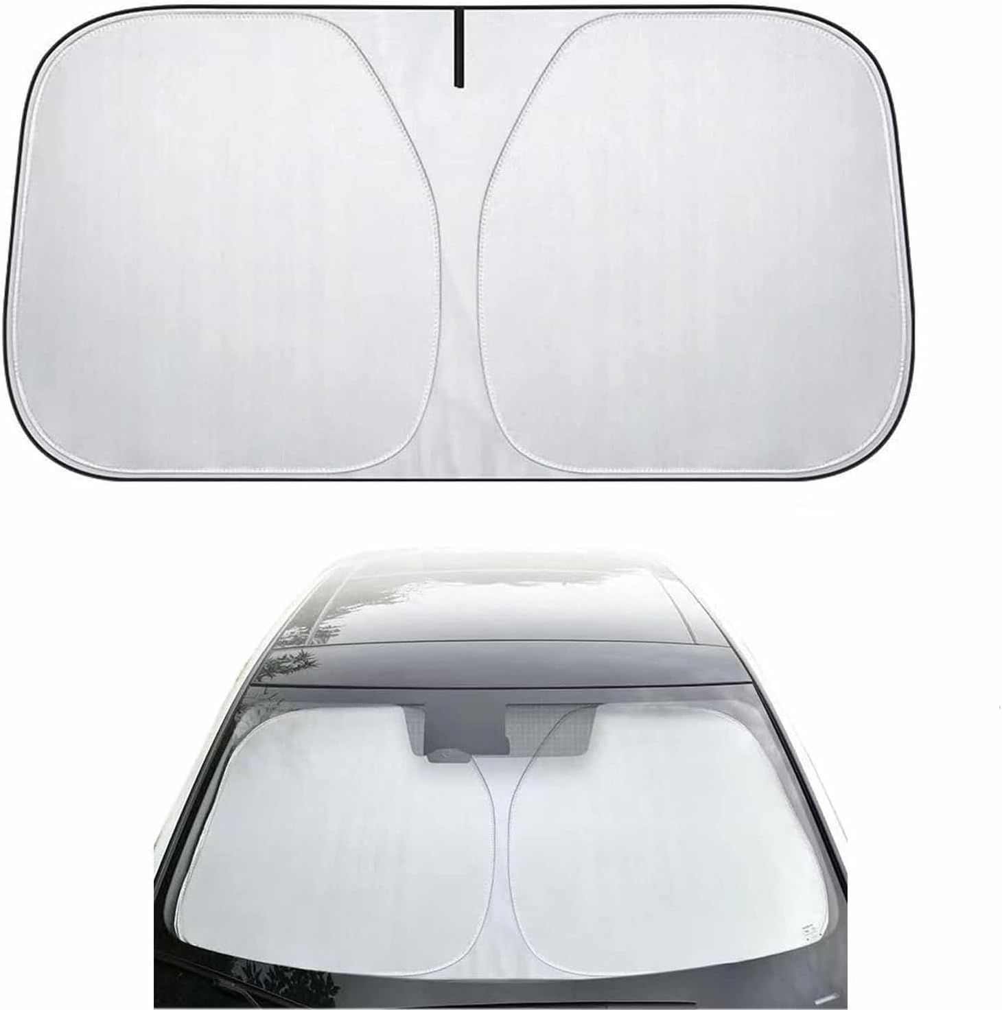 FineGood Front Sunshade, Car Light Blocking Magical Shade, Thermal Insulation, Sun Protection, Car Interior Privacy Protection for Sleeping in Car, No Suction Cup, Foldable, Lightweight, Compact