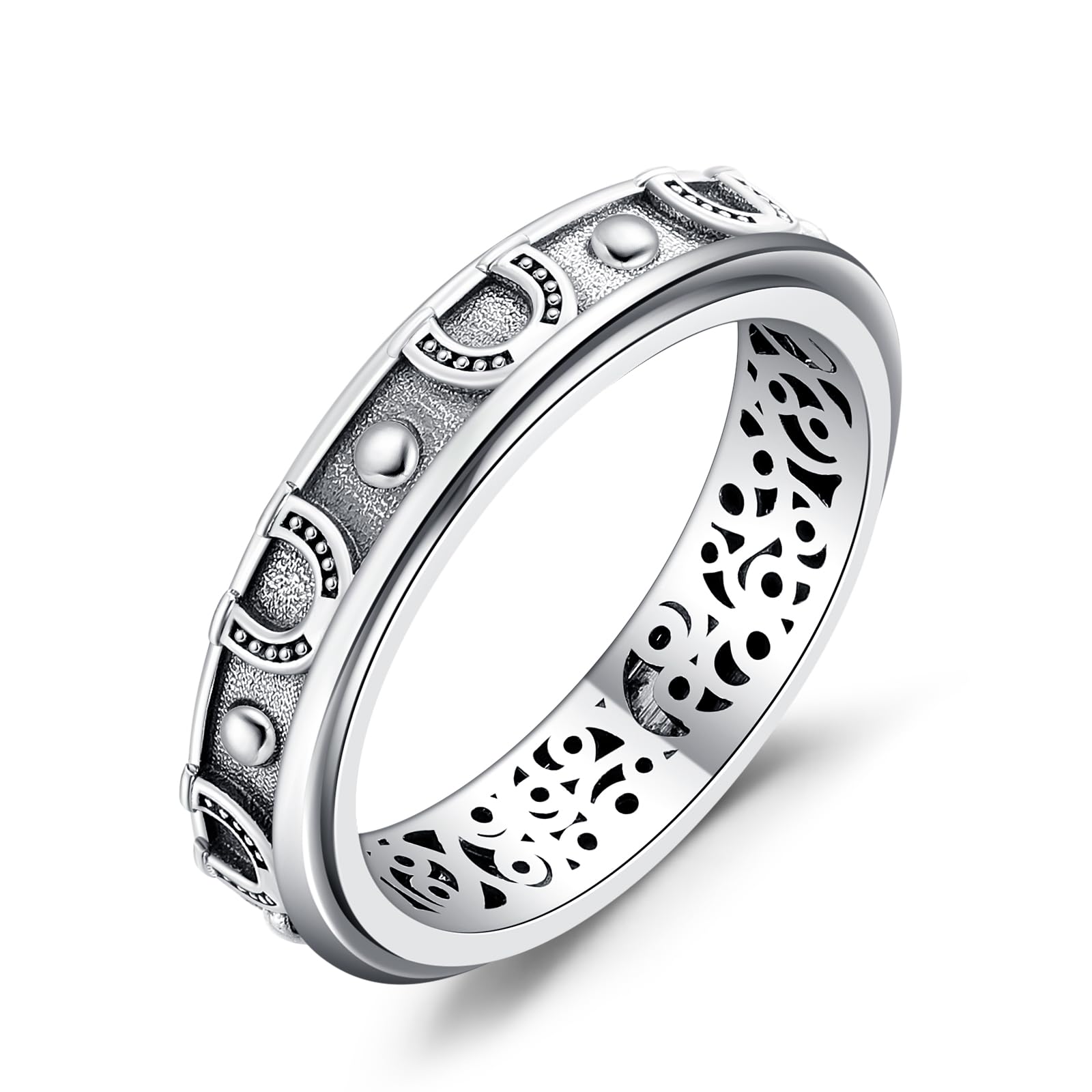 YAFEINIFidget Ring Sterling Silver Spinner Ring for Women Celtic Knot/Sunflower/Daisy/Heart/Tree of Life Spinning Ring Fidget Jewelry Gifts for Women Men 6-12