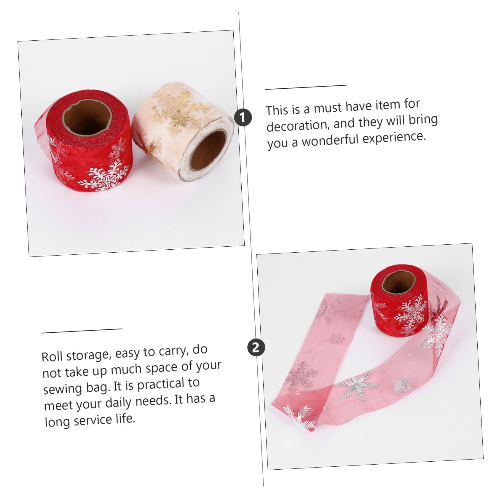 Beavorty 3 Juegos De Rollos De Cinta De Organza Con Forma De De Nieve Para 25 Yardas Malla Decorativa Para Envolver Proyectos De Manualidades Navideñas 2 Piezas X 3
