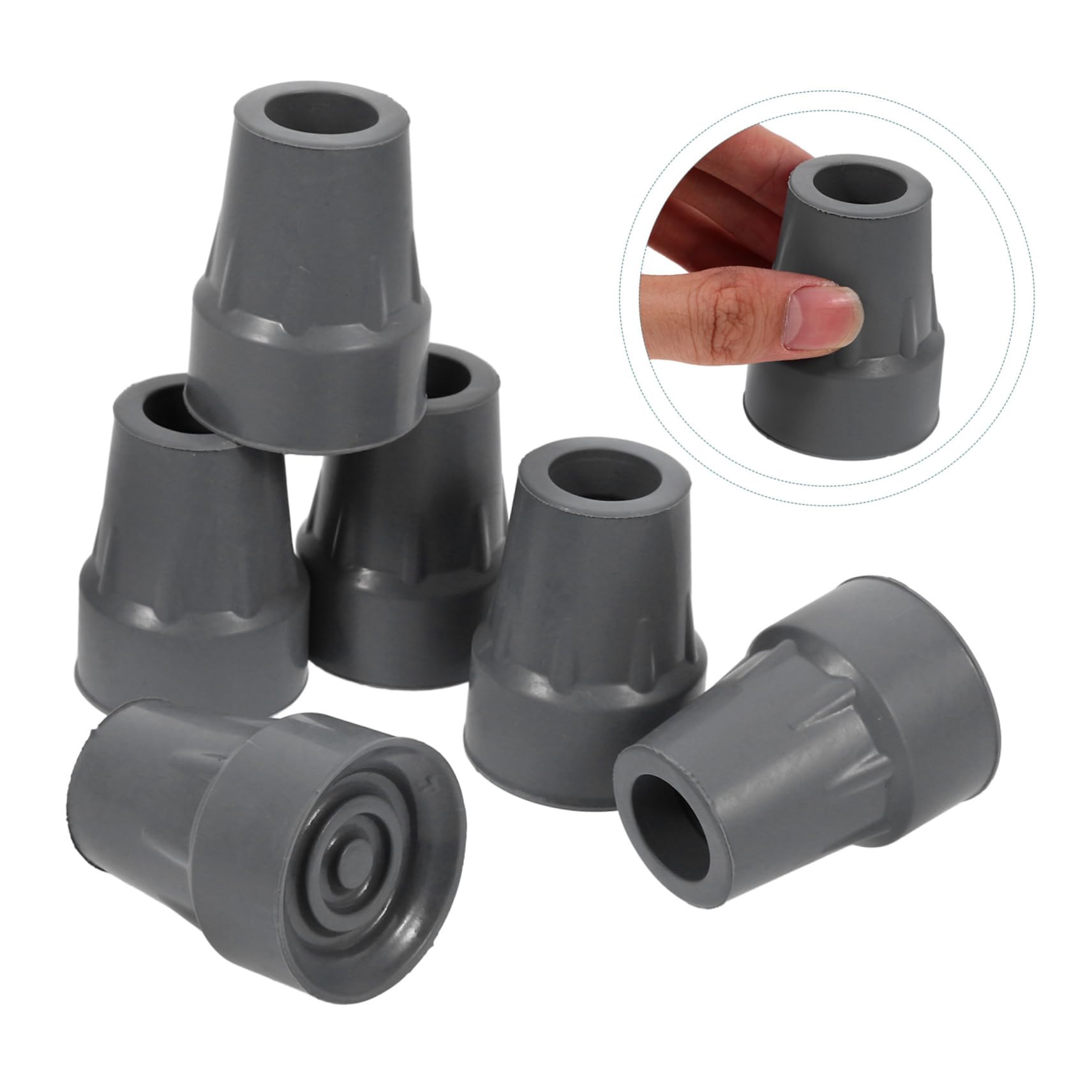 BESTYASH Alfombrilla Antideslizante Para Muletas Bastón Seniors Cubrir Apoyo Reemplazo De Fondos De Muletas Reemplazo De Puntas De Andador Caucho Grey 6 Piezas X 4