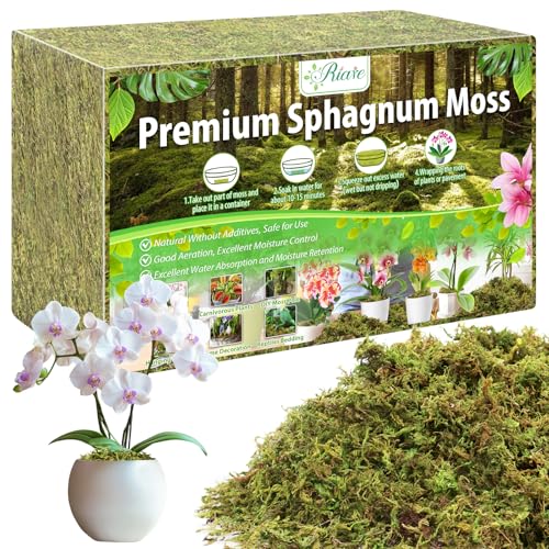 Riare 4.4LBS Premium Sphagnum Moss for Plants- 80QT Natural Dried Plant Moss for Potted Plants Orchid Moss for Repotting Soft Green Decorative Moss for Succulents Reptiles & DIY Crafts