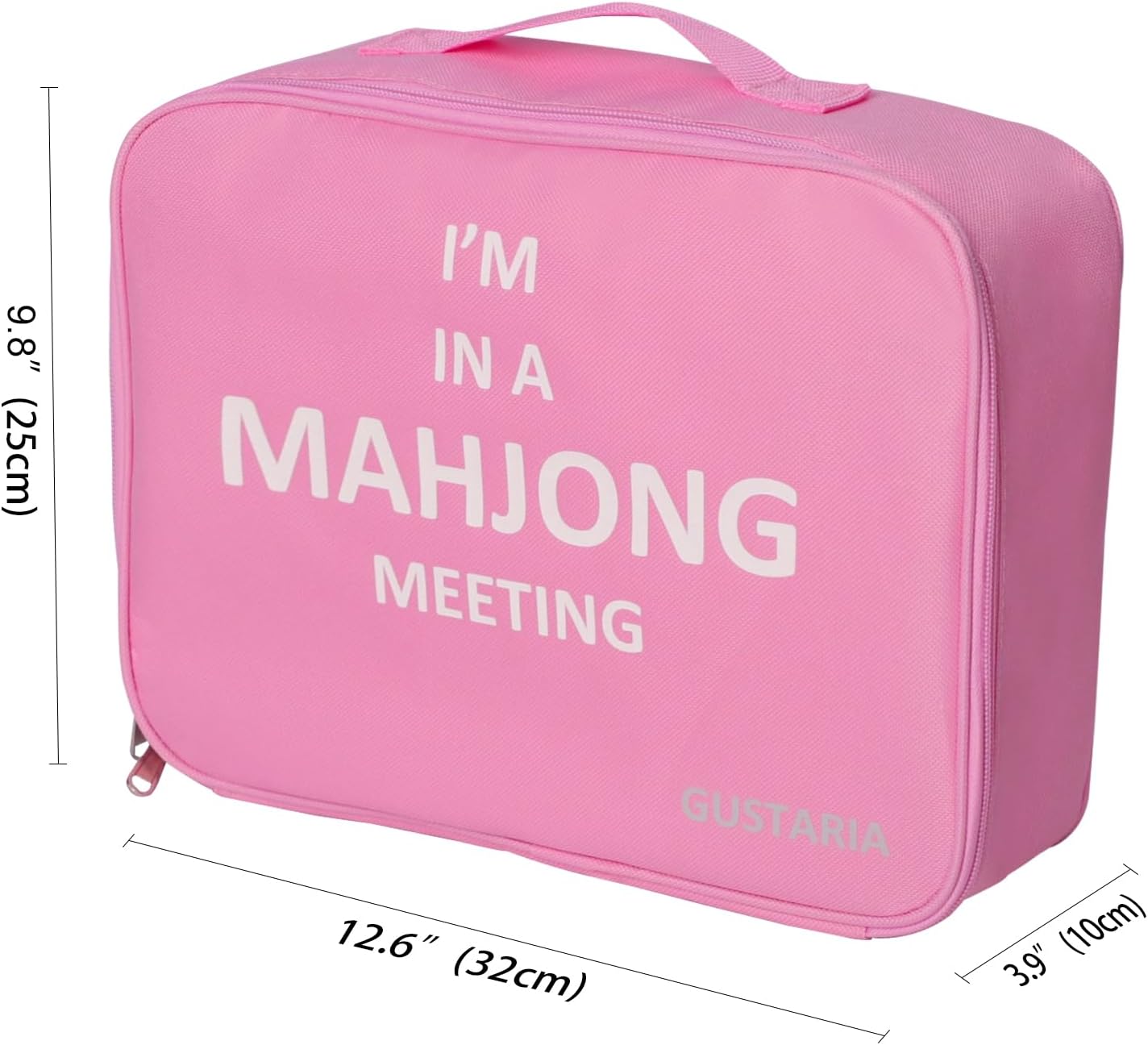 Empty Chinese Mahjong Bag, Suitable for 40-44mm(1.5-1.75Inches) size 146 Chinese mahjong tiles, Pink Mahjong Tiles Storage Bag (Case Only, Mahjong Tiles not Include)