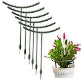 Mwellewm 10 Pack Plant Support Plant Stakes Metal Half Round Search Support Ring Small Plastic Cage Holder Short Stem Flower Pot Climbing Trellis for House Flower Vegetable Indoor Leafy(5.7 x 5.9nch)