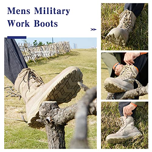 Patomio Eagle Men's Military Tactical Boots Lightweight Combat Boots Durable Leather Boots For Work Hiking Riding Desert Jungle Outdoor #TOP4