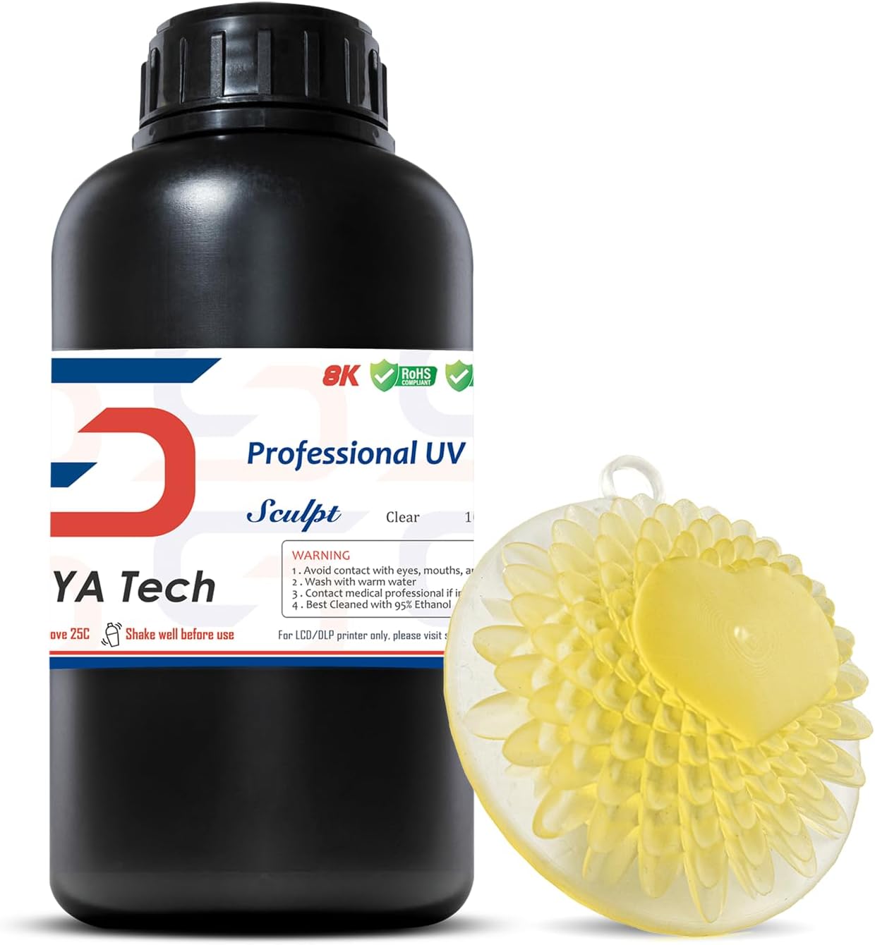 Sculpt High-Temp Resistant 3D Printer Resin - Up to 180C, High Precision, Compatible with 8K DLP/LCD Printers for Engineering, Jewelry, & Industrial Applications (Clear, 1kg)