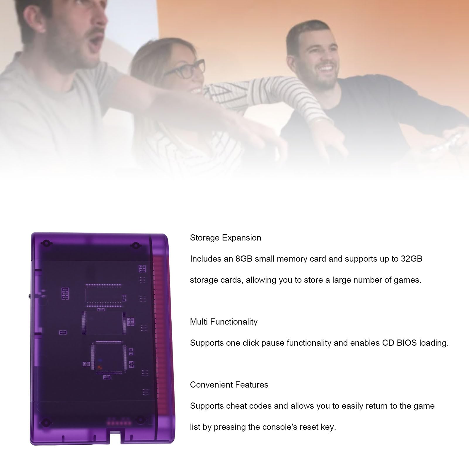 Plyisty Cartouche de Jeu 4000 en 1 pour Genesis Mega Drive MD, Carte Flash de 8 Go Compatible avec les Consoles Master System 32X, sans Région avec Fonction de Sauvegarde et Prise en (Violet