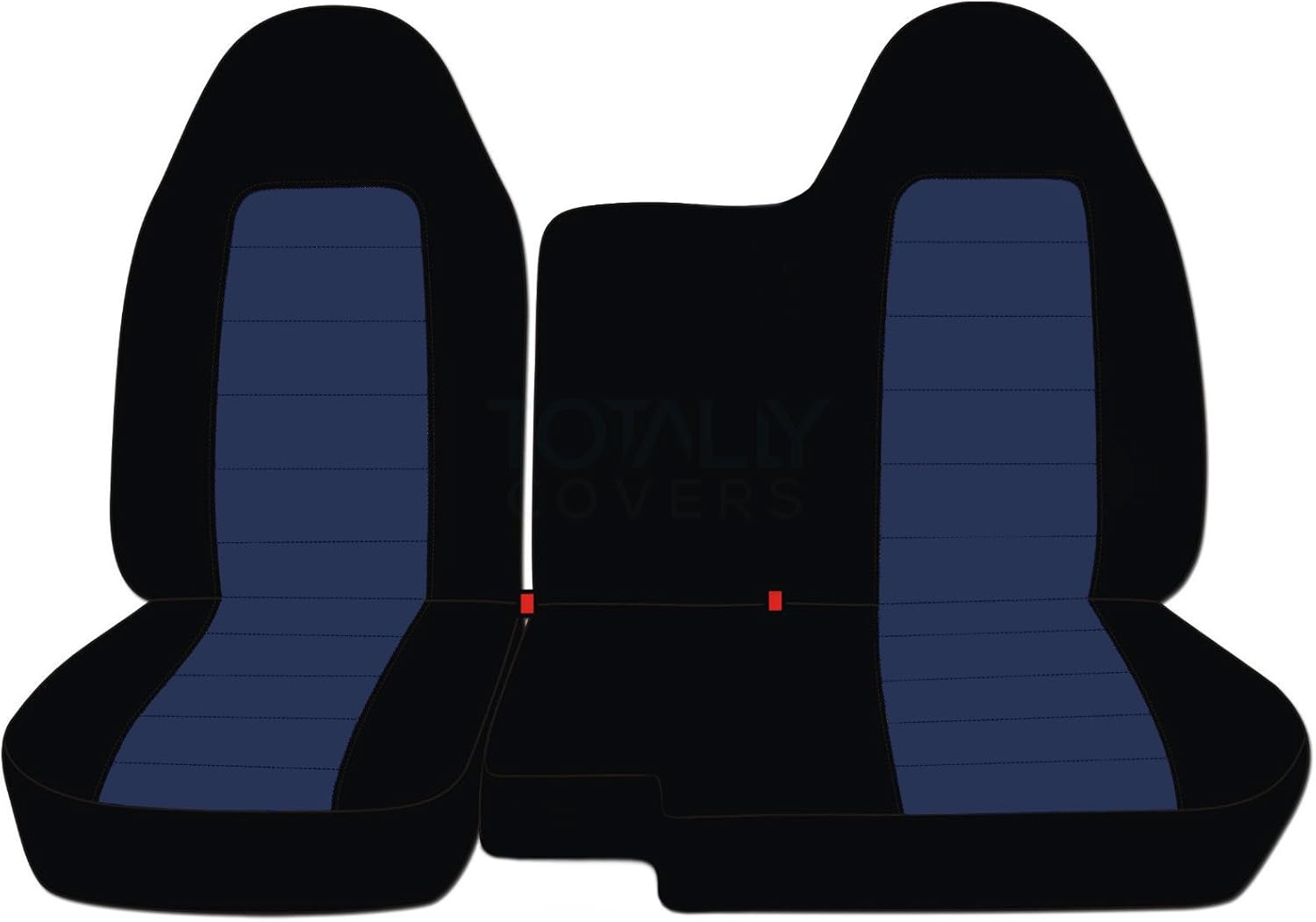 Totally Covers Compatible with 1998-2003 Ford Ranger/Mazda B-Series Two-Tone Truck Seat Covers (60/40 Split Bench) - No Armrest/Console: Black and Navy Blue (21 Colors)