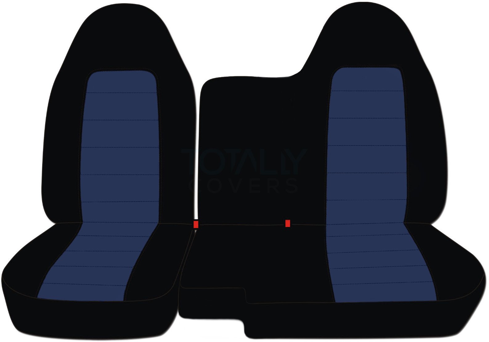 Totally Covers Compatible with 1998-2003 Ford Ranger/Mazda B-Series Two-Tone Truck Seat Covers (60/40 Split Bench) - No Armrest/Console: Black and Navy Blue (21 Colors)