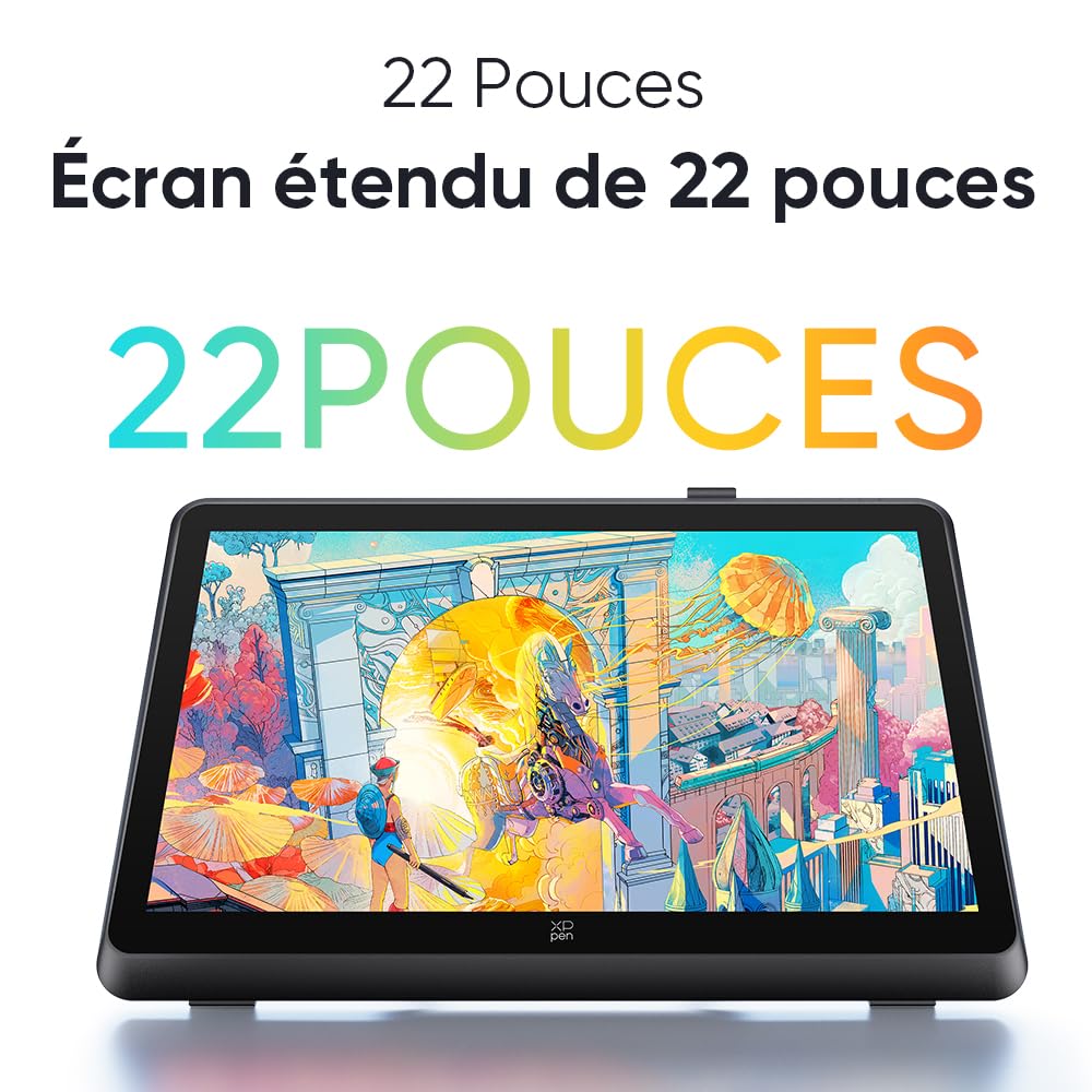 XPPen Artist 22 Plus Tablette Graphique, Tablette Dessin Graphique avec Écran 21,5 Pouces, Stylet à 16K Niveaux de Pression, 130% sRGB, Compatible avec Windows macOS 10.10 Chrome OS 88 Android Linux