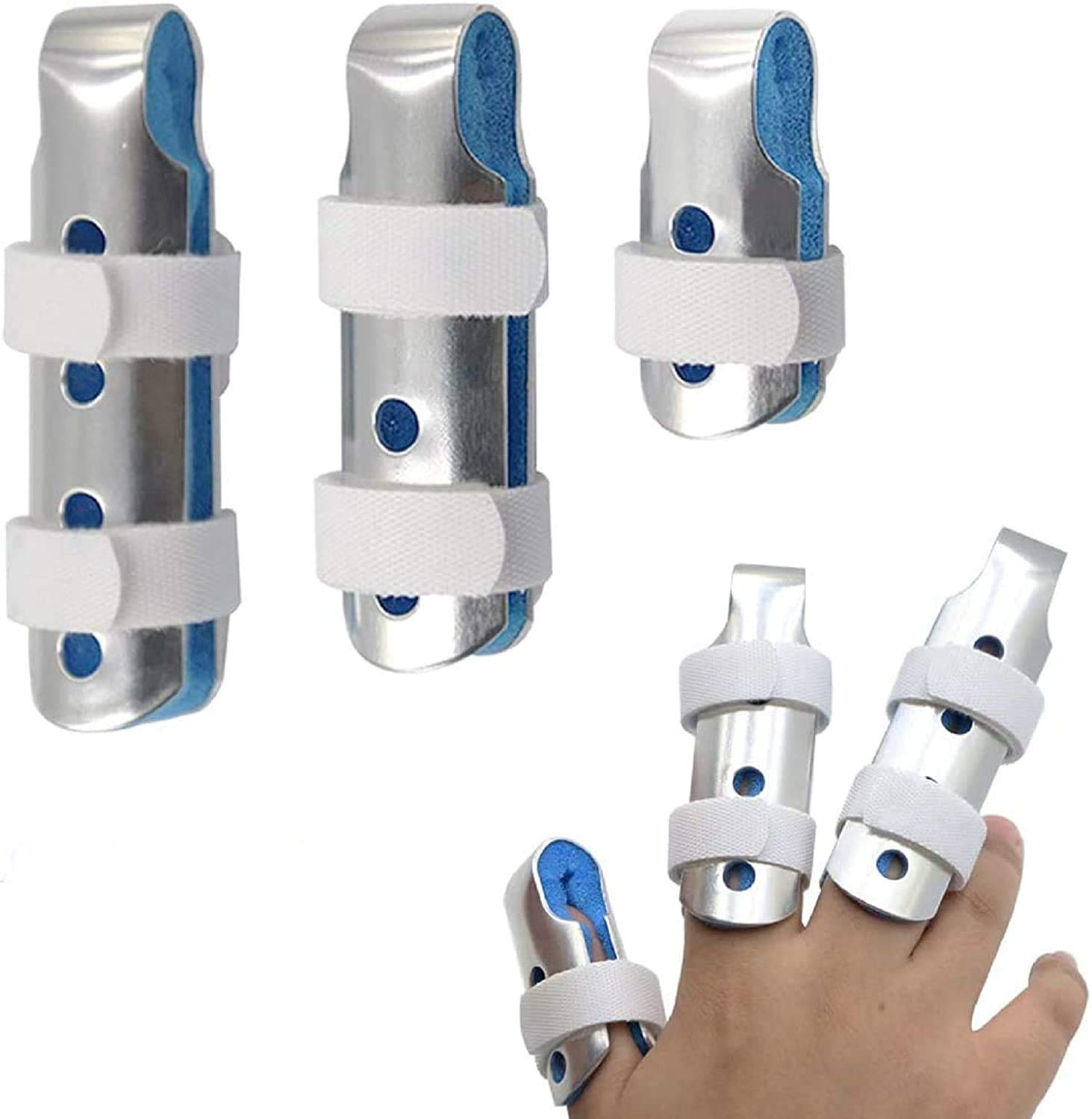 BRMDT Trigger Finger Splint, Aluminum Thumb Splint Finger Support for Promote The Rehabilitation of Finger Fracture Fingers/Bent Finger, Finger Splints for Straightening (Mixed) (A)