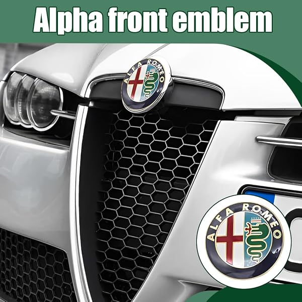 2 Pièces Qualité Étanche Capuchons Badge Logo,Compatible avec Alfa Romeo, Capots avant et Arrière 74 mm,Emblèmes Métalliques, Accessoires avec logo Automobile (Doré) - 5