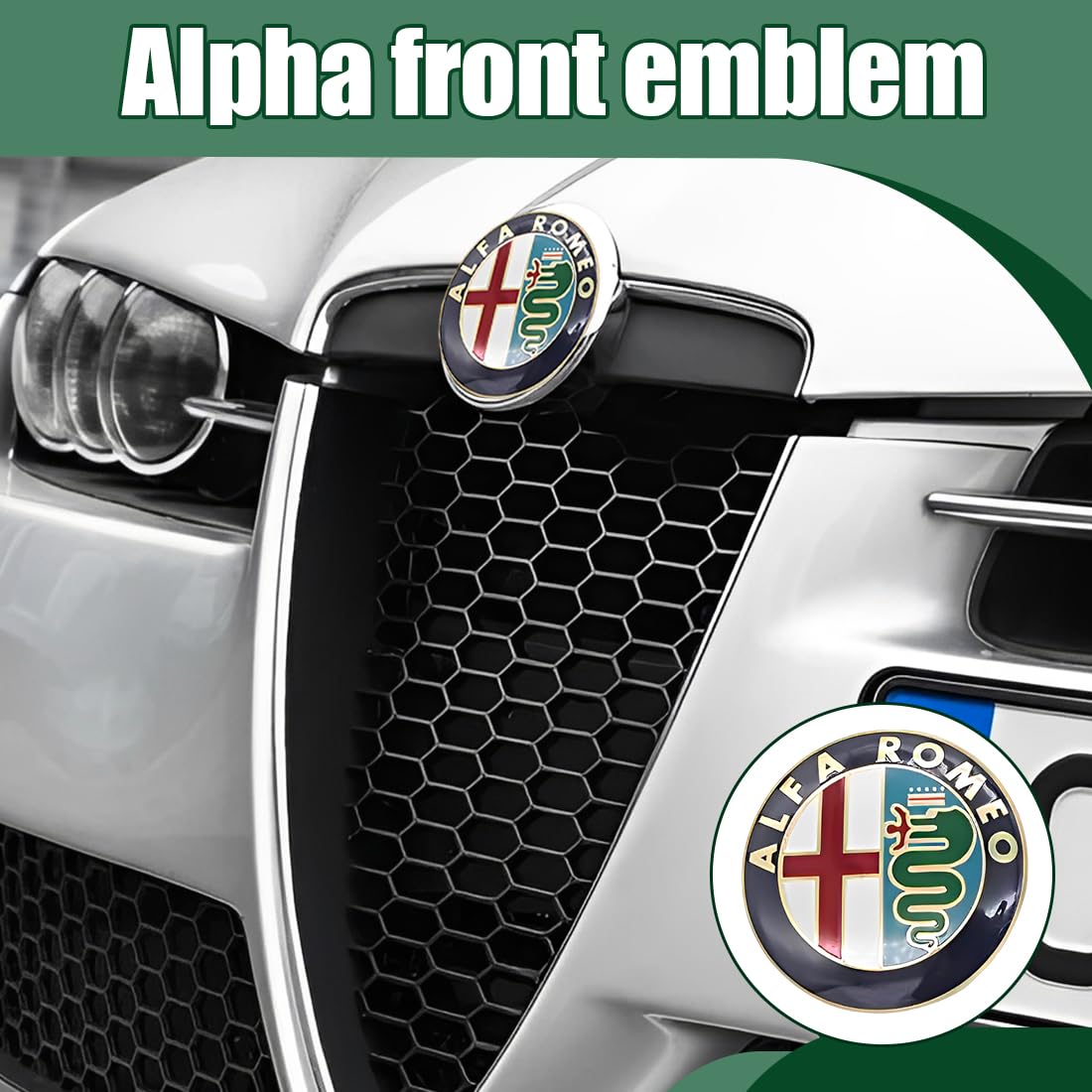 2 Pezzi 74mm Stemma Alfa Romeo Auto Logo Metallo Cofano Anteriore Posteriore Oro