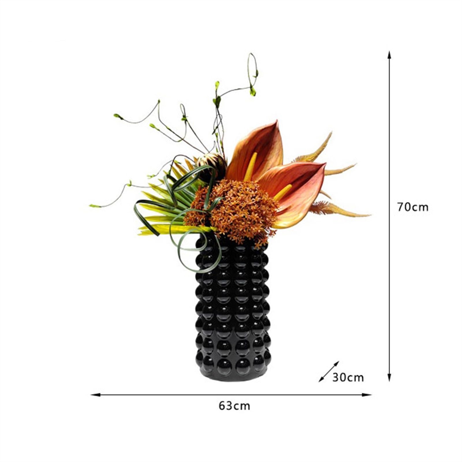 Fiori Artificiali Disposizione Floreale Artistica Simulazione Bouquet di Fiori Decorazione Domestica Disposizione Fiore Artificiale alla Moda con Vaso di Vetro Nero Fiore Finto