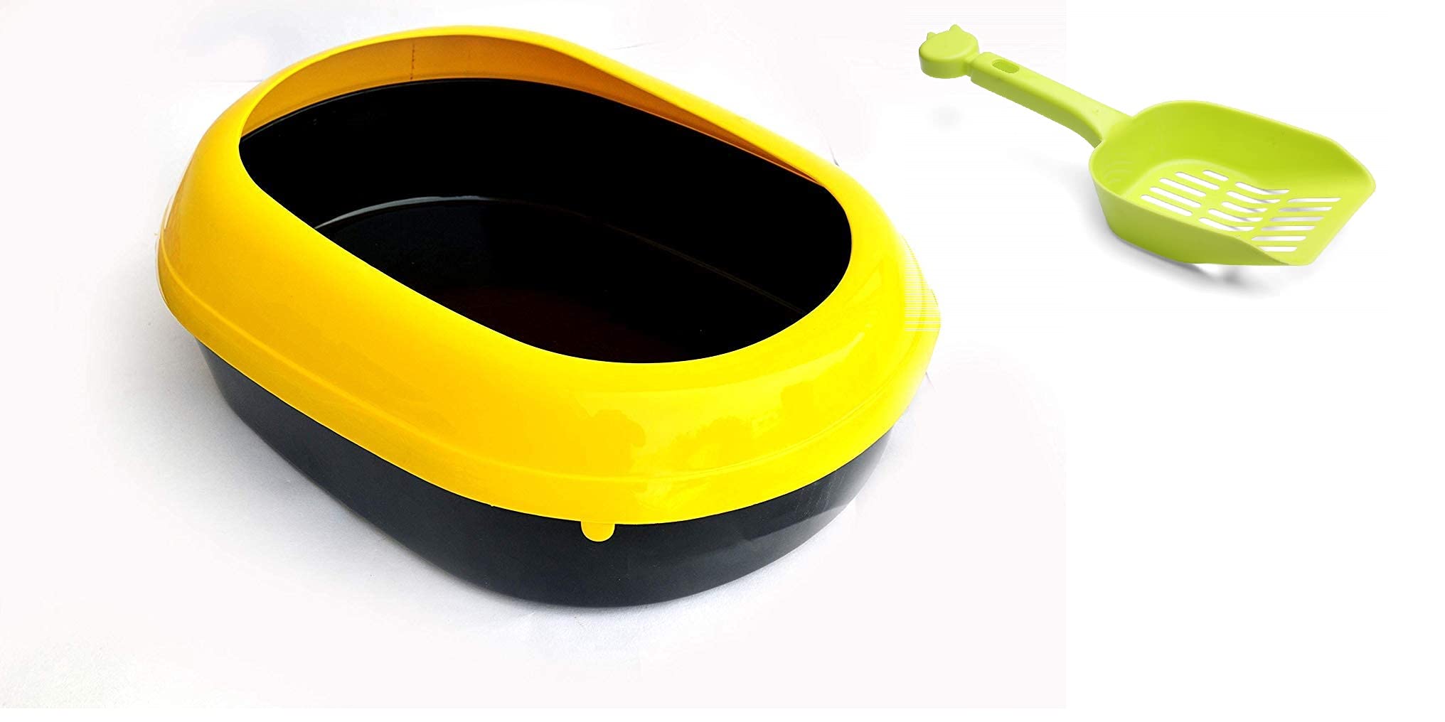 Dog Trust Pet Believe Cat Litter Tray with Litter Scooper Closed Style of Cat Litter Basin (Yellow).