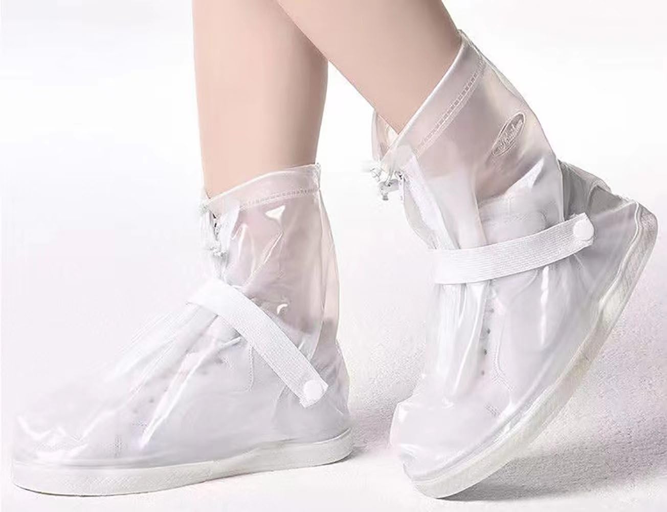 VBoo 靴カバー ファスナー付き ハードソールバージョン 防水靴カバー 再利用可能な雨 雪 アウトドア 庭園 など用 レインブーツ