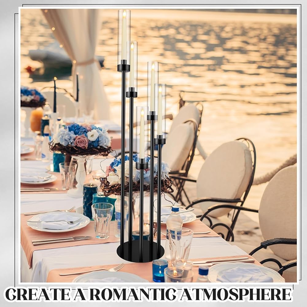 Set di candelabri da pavimento, 5 bracci, altezza 107 cm, in metallo, con paralume in acrilico, per matrimoni e decorazioni per la casa
