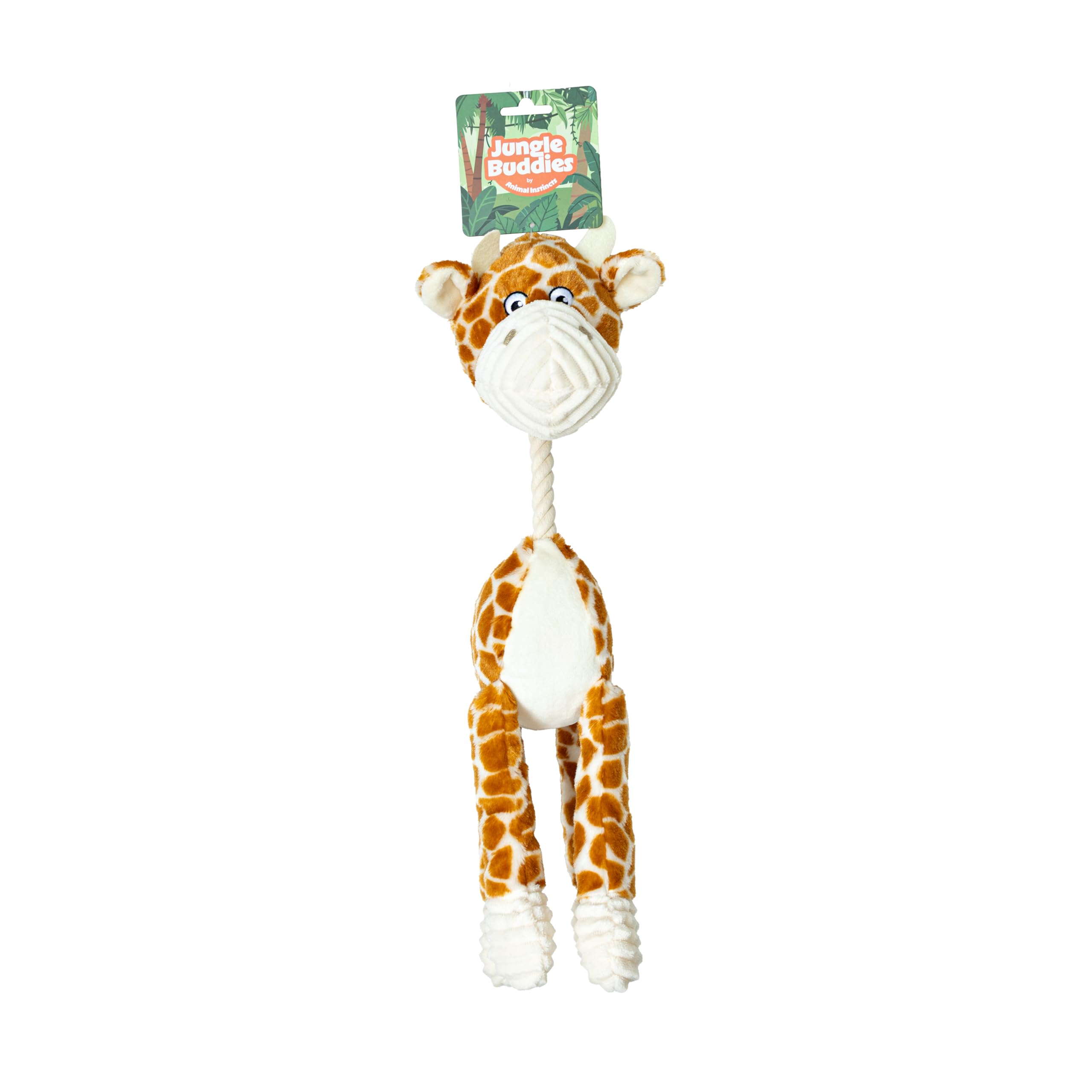 Animal Instincts Jungle Buddies Giraffe Plush Dog Toy with Squeaker, Large