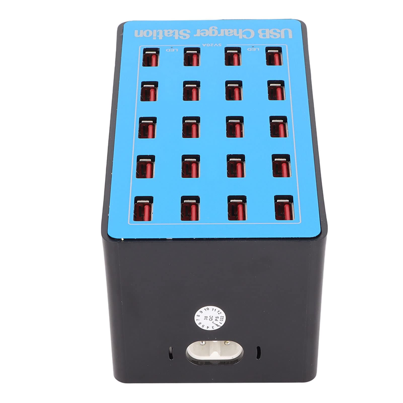 Stazione di Ricarica Veloce e Intelligente USB a 20 Porte con Ventola di Raffreddamento da 50 Gradi per Tablet Telefonico, Comoda per L'uso Familiare a Casa, in Hotel (Spina