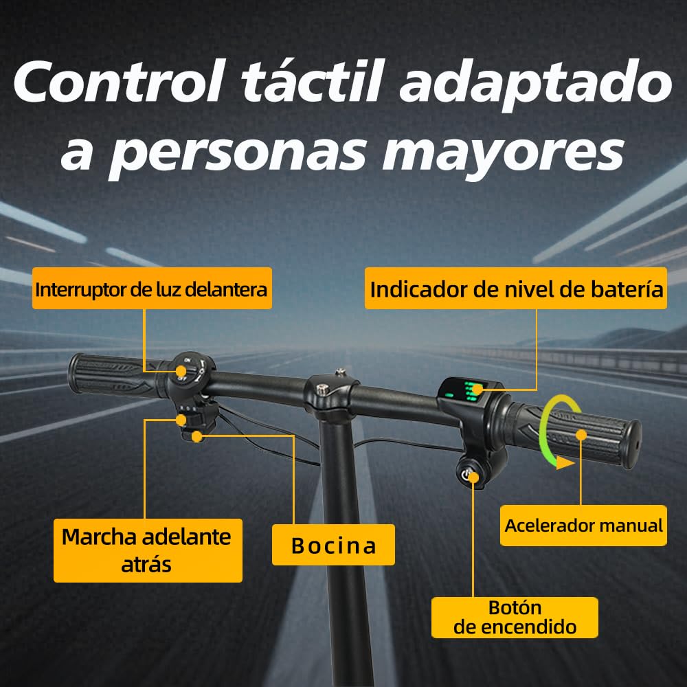 Scooter Minusvalidos Mobility Scooter Para Electrico Discapacitados Autonomía 24 km 8 km/h Plegable Scooter de Movilidad Carga Máx. 150 kg y Luces LED
