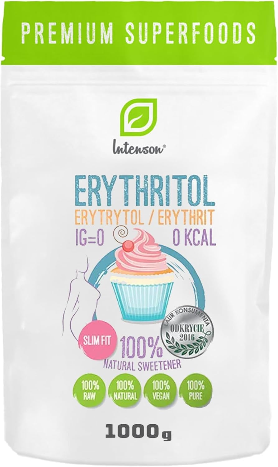 Intenson - Erythritol 1000g| Natural Sweetener | Zero Calories | Sugar Replacement | Sugar Substitute