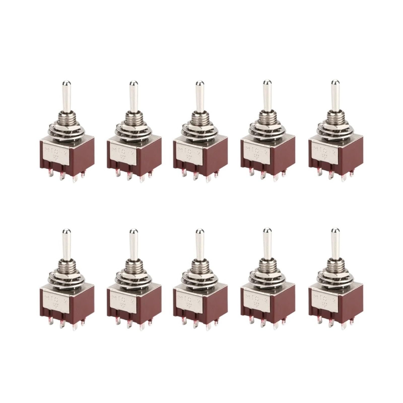 AARTERZZA 10PCS Locking Toggle Switch ON ON ON 3 Position DPDT 6MM Guitar Rocker Toggle Switch For Car Motorcycle