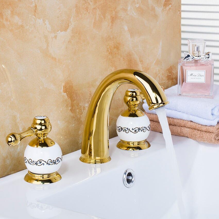 Mitigeur de salle de bain or et jade ensemble 3 pièces modèle européen 98012