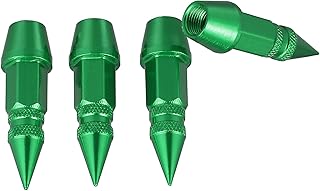Unifizz 4 tapones de válvula de rueda de 45 mm de 1,77 pulgadas, extensión de tapones de válvula de neumáticos, a prueba de polvo, resistente al agua, para coche, camión, aleación de aluminio, verde