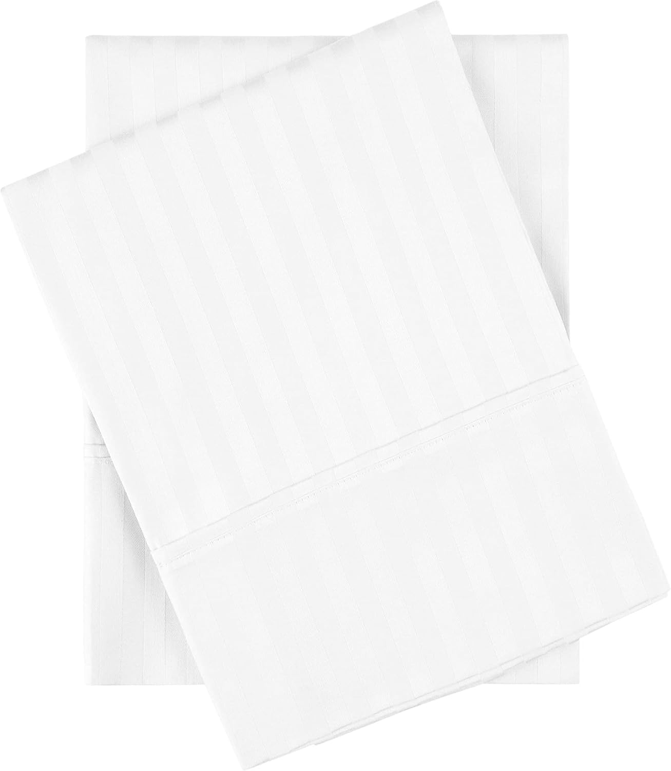 Superior 100% Egyptian Cotton 300 Thread Count Striped Pillowcase Set, Sateen Weave, 2 Pack, Bed Essentials, Guest Bedroom Pillow Covers, Soft Pillowcases, Bedding Basics, Hunter Green, King