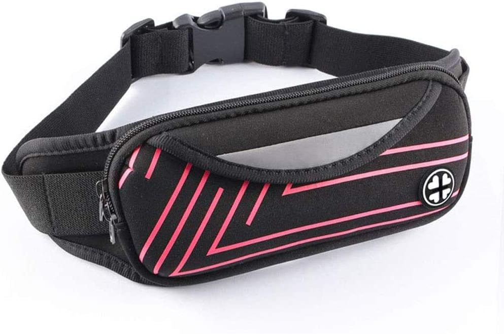 Running Pouch Belt Waist Bag Pack for Outdoor Sports and Travel, Waterproof, Reflective (Magenta)