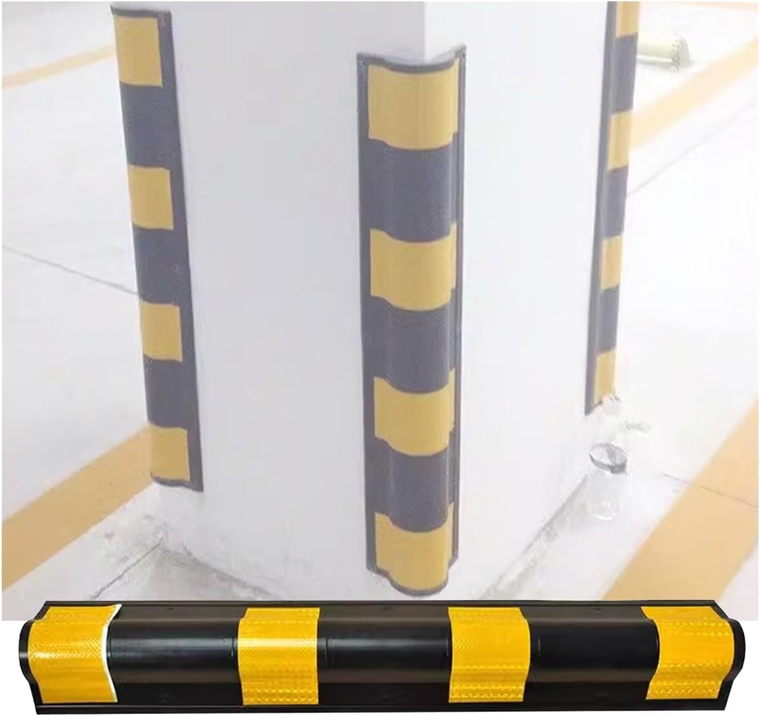 WDSOPK garage wall protector,wall corner protector, Reflective Ground Garage Workshop Corner Guard, 1cm Thick,Yellow,5pcs,60cm