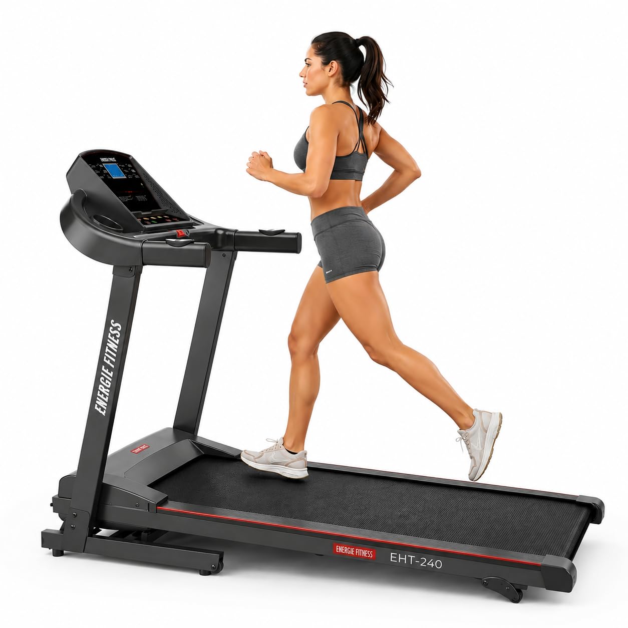 Motorized Treadmill for Home Use | 1.25 HP Continuous / 2.5 HP Peak DC Motor Max Speed 12 km/hr | 3-Level Incline | 120Kg User Weight | Foldable with LCD Display & Pulse Sensor EHT-240-image-7