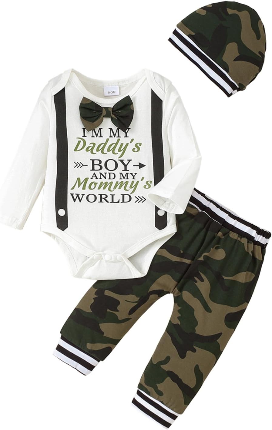 Baby Boy Clothes Infant Newborn Fall Winter Outfits Long Sleeve Letter Print Romper + Hat + Pants Set