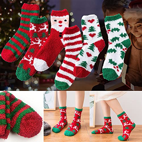 Image of 6 Pairs Women Fuzzy Socks Microfiber Warm Winter Sleep Fluffy Socks
