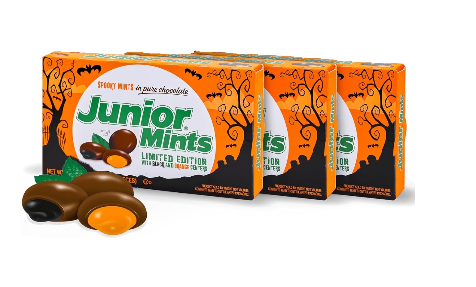 Halloween Spooky Junior Mint Chocolate Candy Movie Theater Box, 3.5 oz (Pack of 3)