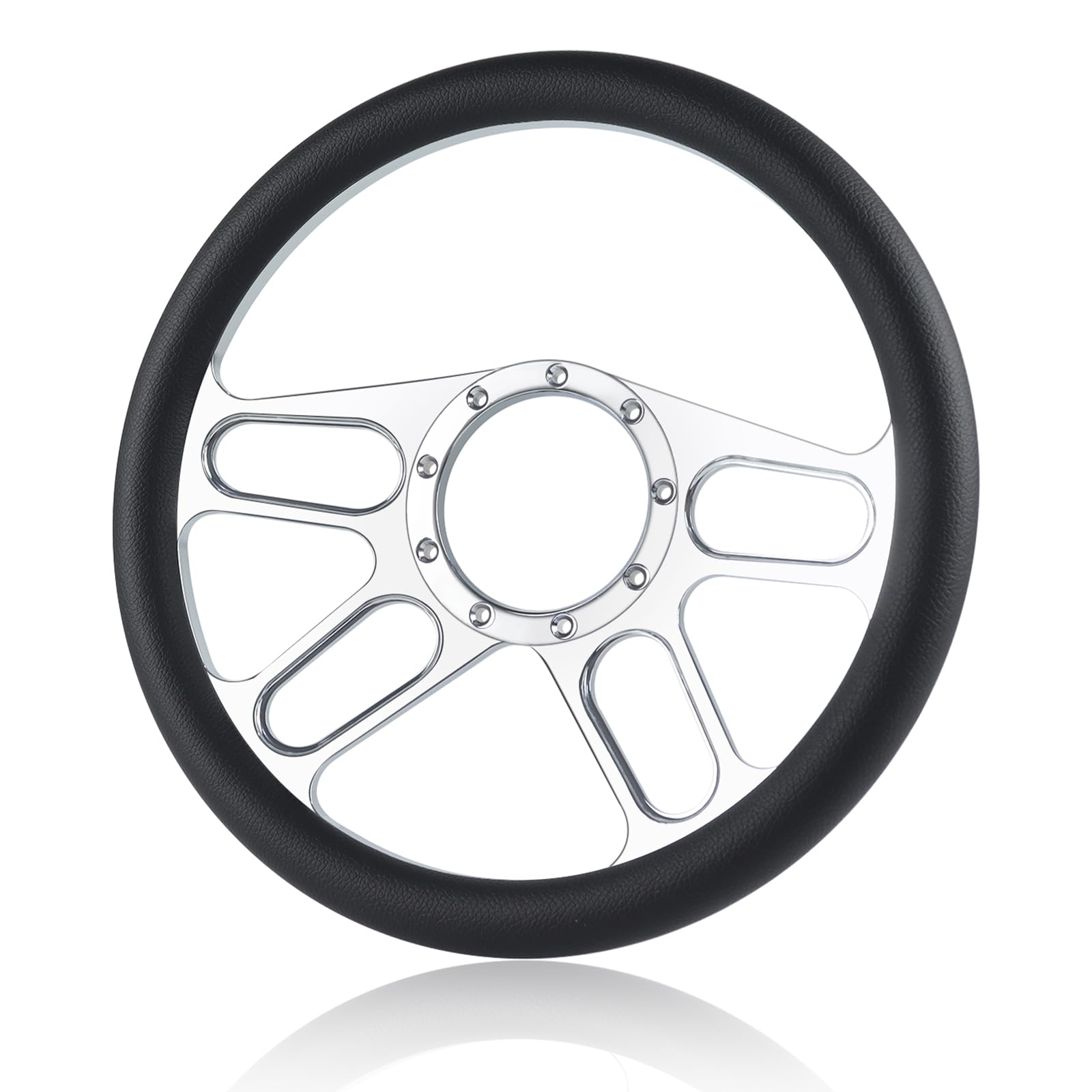 Photo 1 of QYMOPAY 14 Inch 9 Bolt Leather Billet Steering Wheel