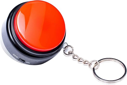 Recordable Talking Button with Keychain, 20s Voice Recording Time Sound Button Answer Buzzers Funny Buttons Record Your Own Words Also Used for Dog Training - Red and Black Battery Included