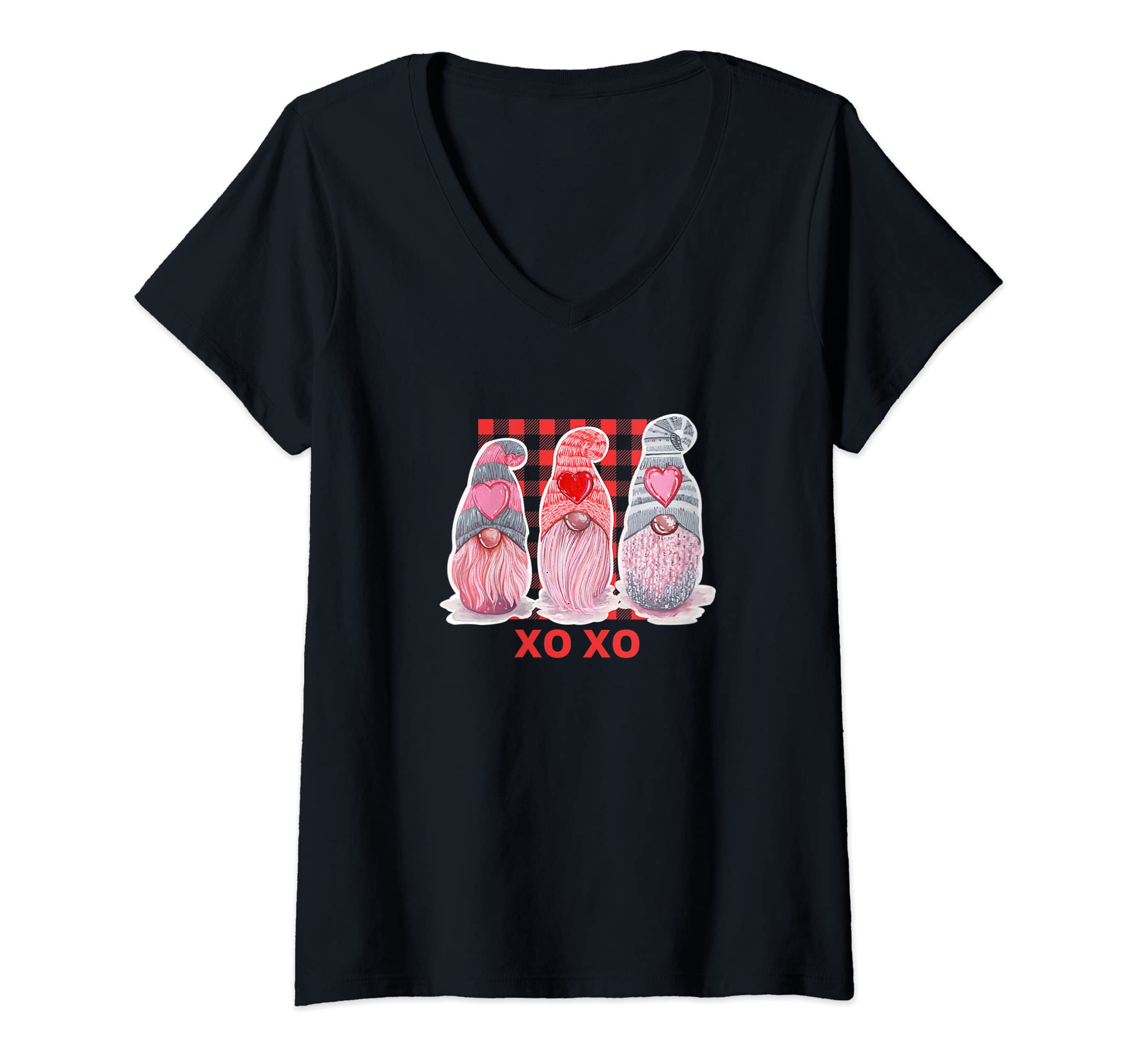 Womens Valentines Day Gnome T-Shirt V-Neck T-Shirt