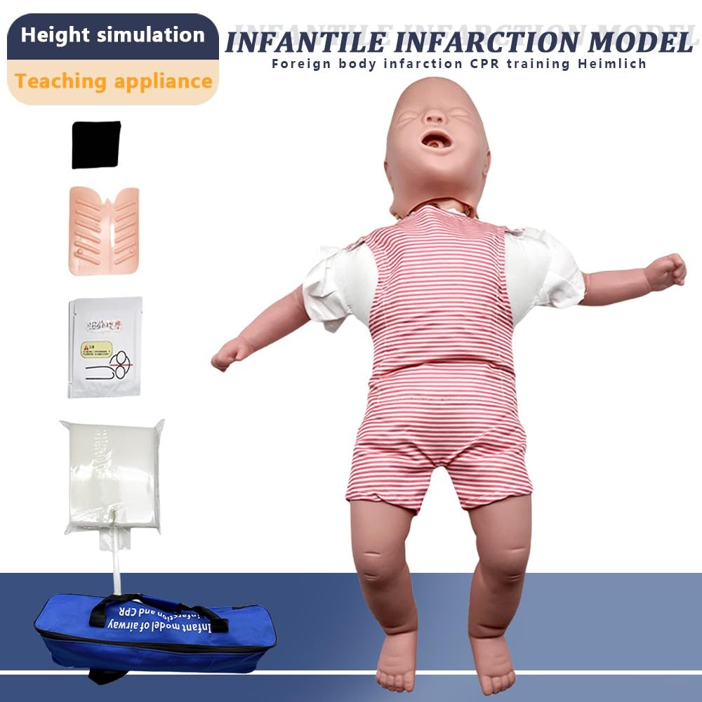 Professionelle Säuglings-Atemwegsobstruktion & CPR Manikin, Baby-Erste-Hilfe-Trainingsmodell für Notfallübungen, lebensgroße PVC-Stillpuppe