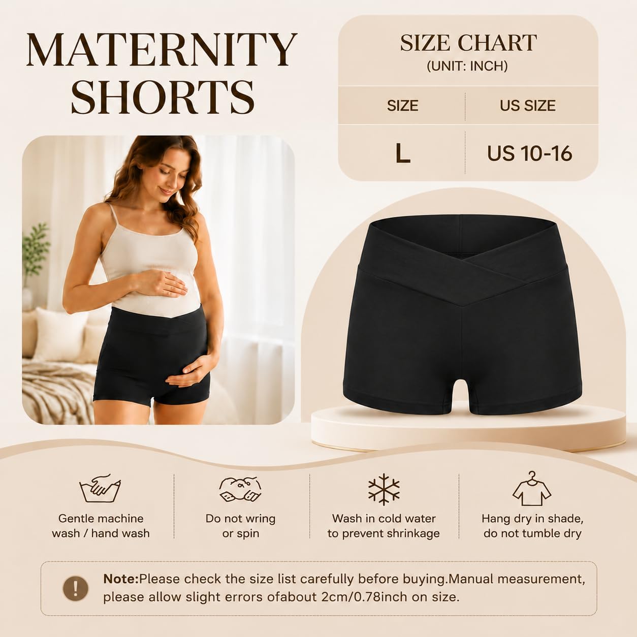 Women's Maternity Underwear Cotton Under the Bump Boyshorts Panties 4-Pack (Black)