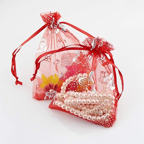 Miniatura 4 de Stratalife Bolsas pequeñas de organza para regalo de joyería con cordón, bolsas de regalo para fiestas, muestras de dulces, bolsas de malla, 100