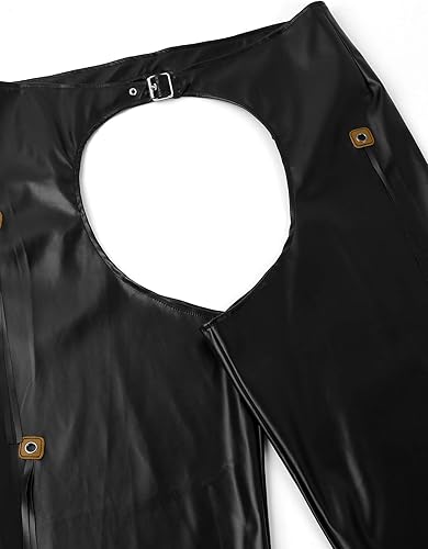 Miniatura 5 de JanJean Disfraz de vaquero salvaje oeste para hombre y adulto pantalones de cuero para motocicleta