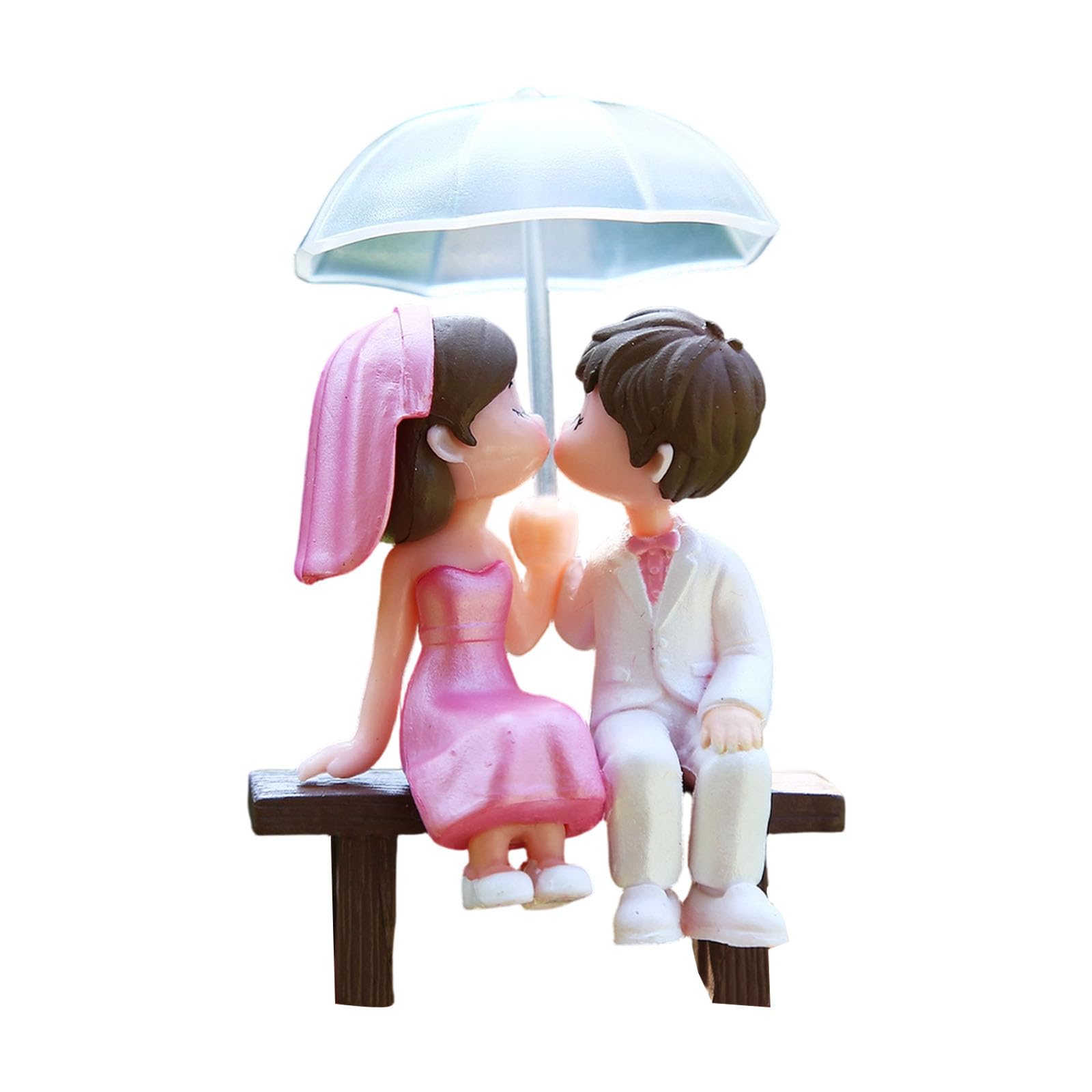 Shunzhong Boys White Powder Cartoon Umbrella Holding Couple Pvc Figurine Couple Statue Figure For Desktop Decoration And Wedding Party Cake Toppers Desktop Figurine
