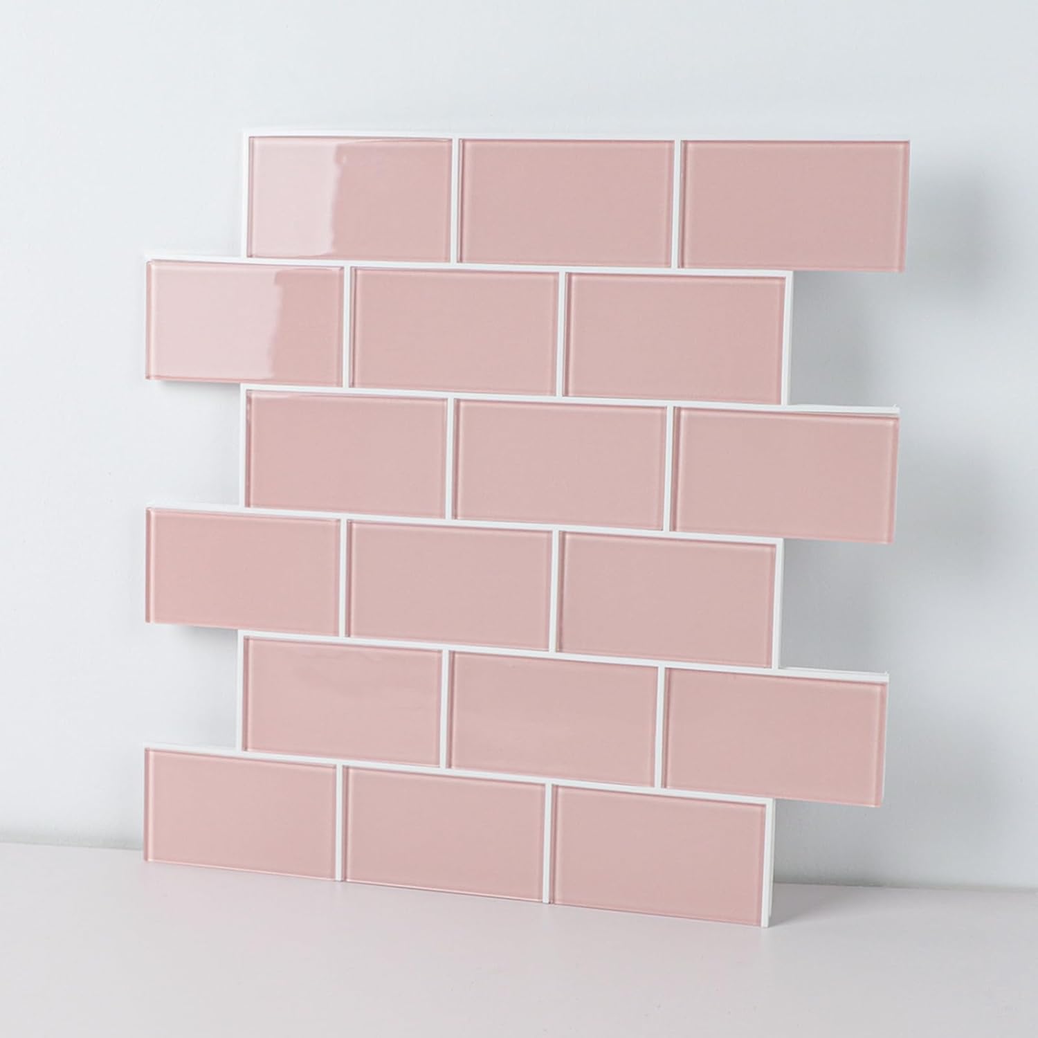 Glass Peel and Stick Backsplash Subway Tile, Grey Glass Tiles for Kitchen Bathroom wall (5 Sheets, 11.8"x12")