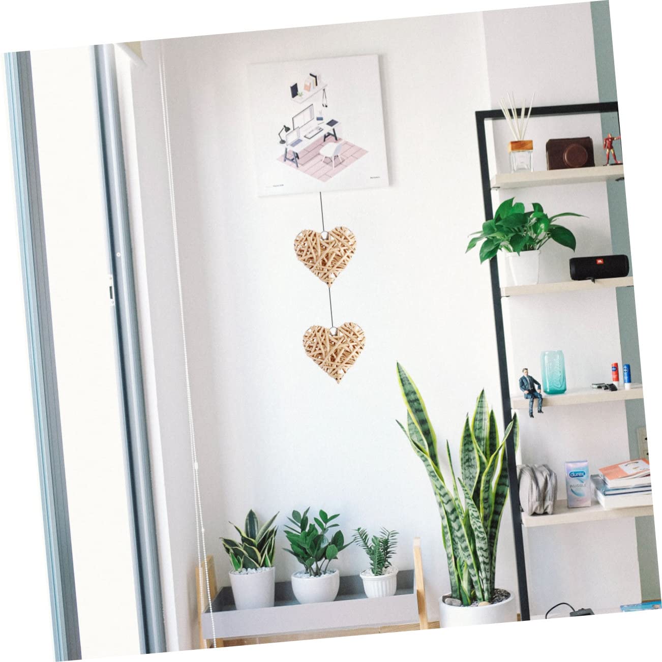 Ciieeo 2 Juegos De Colgantes De Corazón De Ratán Tejido Grandes Corazones Decorativos para El Hogar Fiestas Y Salas De Estar (4 Unidades)