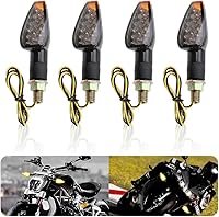 KIFIDAN 4PCS 12V 14LED Motorcycle Turn Signals - Bright Amber Universal Front/Rear LED Blinker Lights for Yamaha Honda Kawasaki