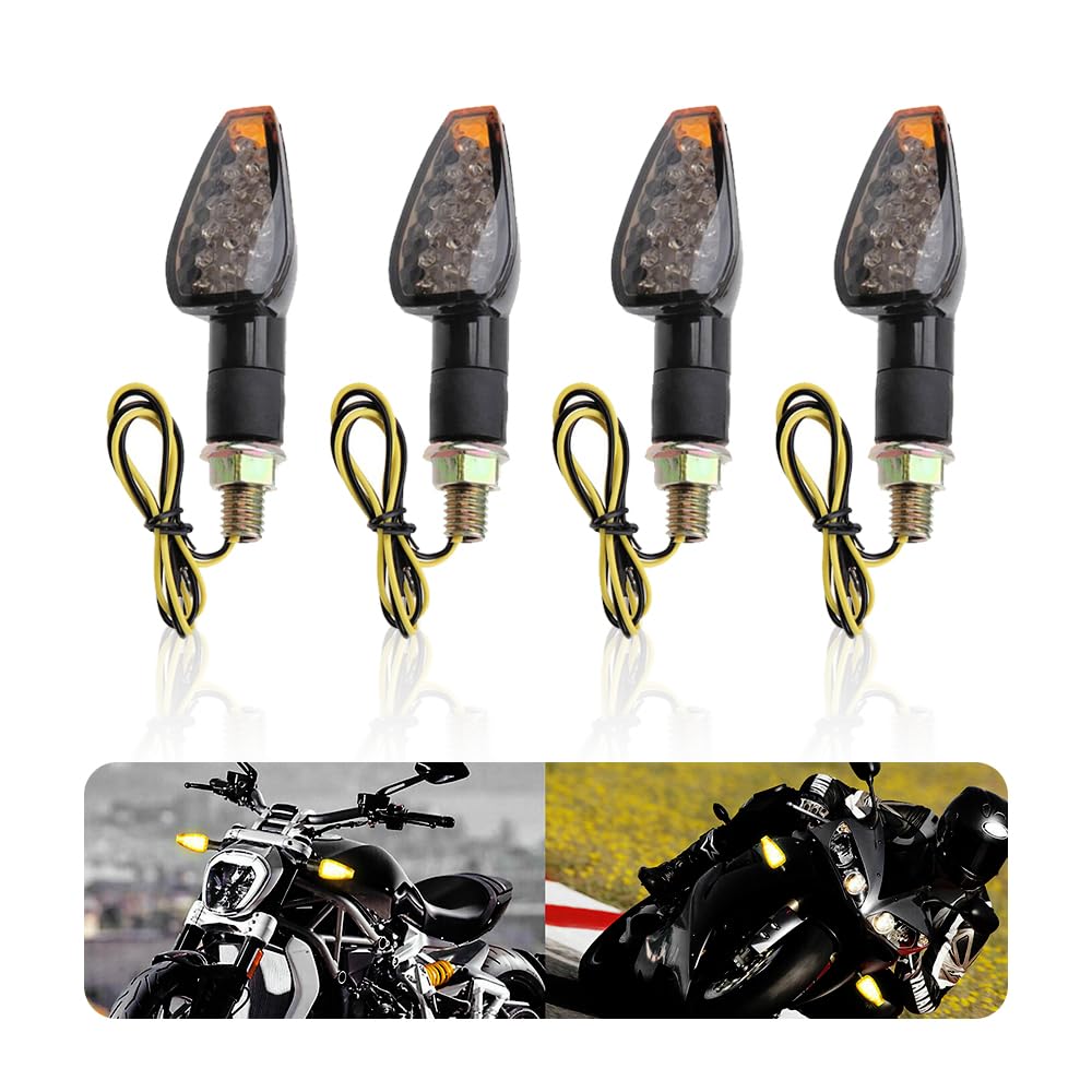 4PCS Motorcycle Turn Signals,12V 14LED Motorcycle Lights Turn Signal Assembly with Bright Amber Lamp,Universal Front/Rear Motorcycle LED Lights Compatible with Yamaha Honda