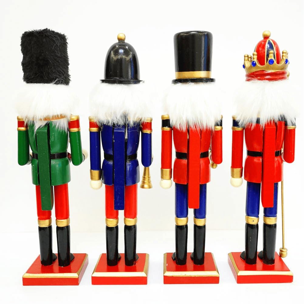 Figurines De Casse-Noisette en Bois, 4 Pièces/Ensemble, Figurines De Soldat, Décor Traditionnel en Bois pour Maison, Décoration De Fête De Cheminée