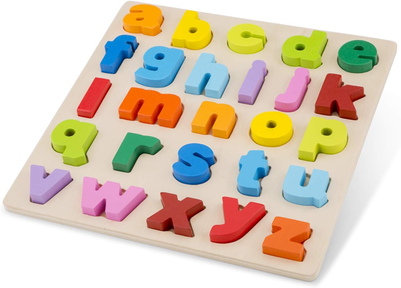 New Classic Toys Puzzle Alphabet Educational Wooden Toys for 2 Year Old Boy and Girl Toddlers Learn The Alphabet, Multi-Colour Colour, Lowercase